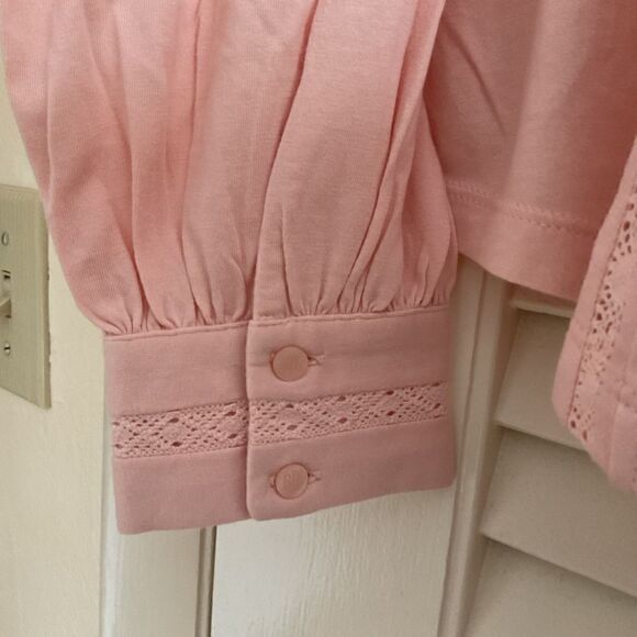 NWT Polo RALPH LAUREN PEACH PINK LACED EMBROIDERED LONG SLEEVE WOMAN Top XL - Picture 13 of 14